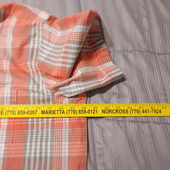 The Foundry Supply Co Shirt Mens 2XLT Orange Plaid Short Sleeve Button Up Casual - Picture 6 of 8